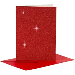 Glitterkort och kuvert 4 set röd