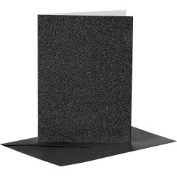 Glitterkort och kuvert 4 set svart