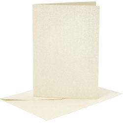 Perlemorskort og kuverter, 4 sæt, råhvid