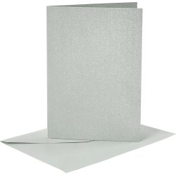 Pärlemokort och kuvert 4 set silver