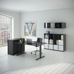 Cube Design Flow hæve/sænkebord 160x80, alu/sort