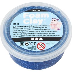 Foam Clay Modellervoks, 35 g, glitter, blå