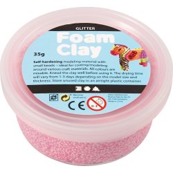 Foam Clay Modellervoks, 35 g, glitter, lyserød