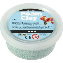 Foam Clay Modellervoks, 35 g, glitter, lysegrøn