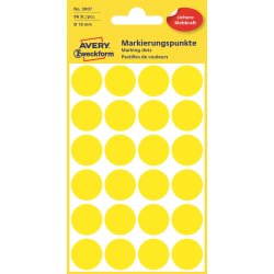 Avery Etiket farvedots | Ø18 mm | Gul | 96 stk.
