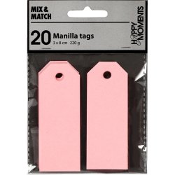 Happy Moments Manillamærker 3x8cm, 20 stk, lyserød