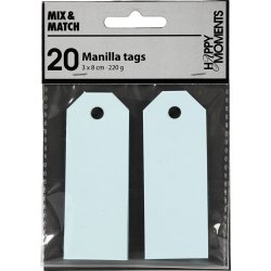 Happy Moments Manillamærker 3x8cm, 20 stk, lyseblå