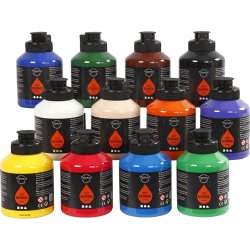 Pigment Kunstnermaling | 12x500 ml | St.farver