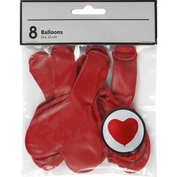 Hjerte Balloner, rød, 8 stk