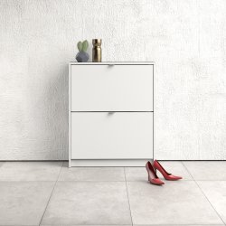 Coreline Skoskab m. 2 klaplåger og 4 rum, hvid