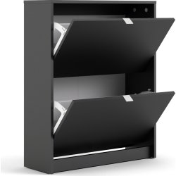 Coreline Skoskab m. 2 klaplåger og 4 rum, sort
