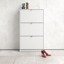 Coreline Skoskab m. 3 klaplåger og 6 rum, hvid