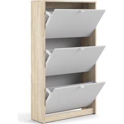 Coreline Skoskab m 3 klaplåger og 6 rum, eg/hvid