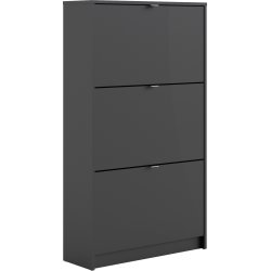 Coreline Skoskab m. 3 klaplåger og 6 rum, sort