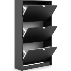 Coreline Skoskab m. 3 klaplåger og 6 rum, sort