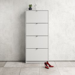 Coreline Skoskab m. 4 klaplåger og 8 rum, hvid