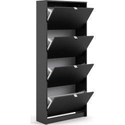 Coreline Skoskab m. 4 klaplåger og 8 rum, sort