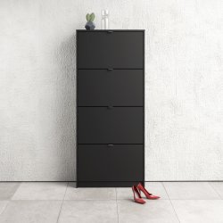 Coreline Skoskab m. 4 klaplåger og 8 rum, sort