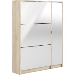 Coreline Skoskab m 3 klaplåger og skab, eg/hvid