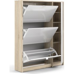 Coreline Skoskab m 3 klaplåger og skab, eg/hvid