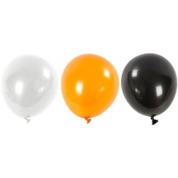 Halloween Balloner, hvid/orange/sort, 10 stk
