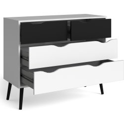 BudgetLine Kommode m. 4 skuffer, hvid/sort