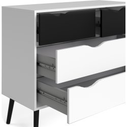 BudgetLine Kommode m. 4 skuffer, hvid/sort