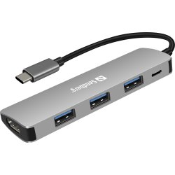 USB-C docka Sandberg 100W HDMI+3xUSB+PD