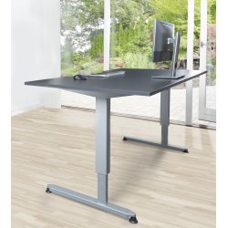 Stay hæve/sænkebord, 180x90 cm, grå/alu