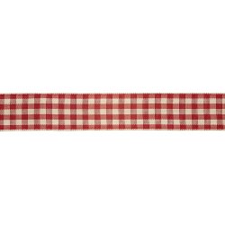 Dekorationsbånd, Ternet, 20mm x 25m, Rød/hvid