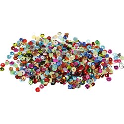 Paljetter, runda, blandade färger, 10 g