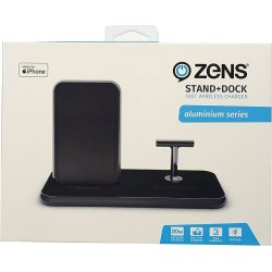 ZENS Dual bordlader Qi + Dock, 220V 2x10W, sort