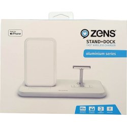 ZENS Dual bordlader Qi + Dock, 220V 2x10W, hvid
