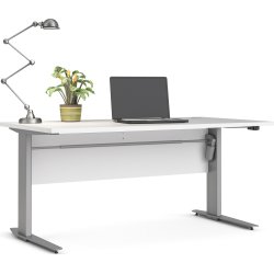 BudgetLine hæve/sænkebord, 150x80cm, hvid/alu stel