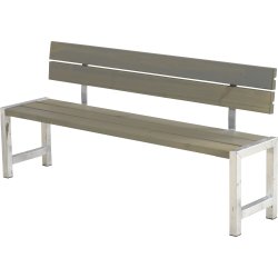 Plankbänk med ryggstöd Plus L176 cm Gråbrun