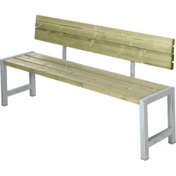 Plankbänk med ryggstöd Plus L176 cm Natur