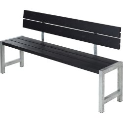Plankbänk med ryggstöd Plus L176 cm Svart