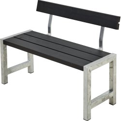 Plankbänk med ryggstöd Plus Café L127 cm Svart