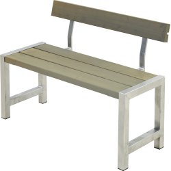 Plankbänk med ryggstöd Plus Café L127 cm Gråbrun