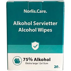 Norlis Care 75 % Alkohol Servietter, 20 stk
