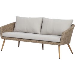 Sofa 3 personer inkl. hynder, Rattan, Natur/Beige