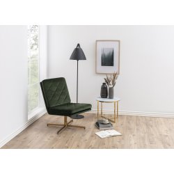Alisma sofabord, Metal/Glas, Rundt, Hvid