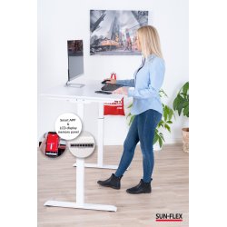 Sun-Flex Elite Hæve/sænkebord, 120x70cm, hvid/hvid