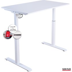 Sun-Flex Elite Hæve/sænkebord, 120x70cm, hvid/hvid