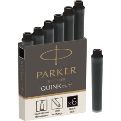 Parker Quink Mini Refill | Fyldepen | Sort | 6st.