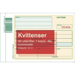Blankett kvittens numrerad A6L 2x50 blad