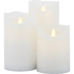 Sara LED vokslys, H10/12,5/15 cm, hvid, 3 stk.