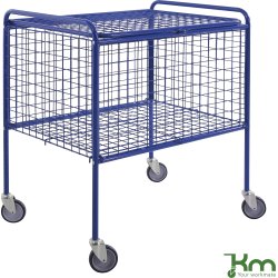 Trådkorg med lock och hjul, 80x60x91,5, 150 kg, bl