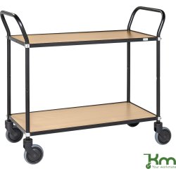 Rullbord – 2 hyllor, 1100x430x940 mm, svart/bok
