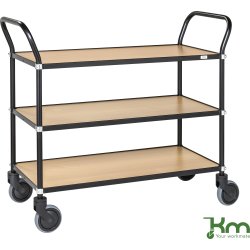 Rullbord – 3 hyllor, 1100x430x940 mm, svart/bok